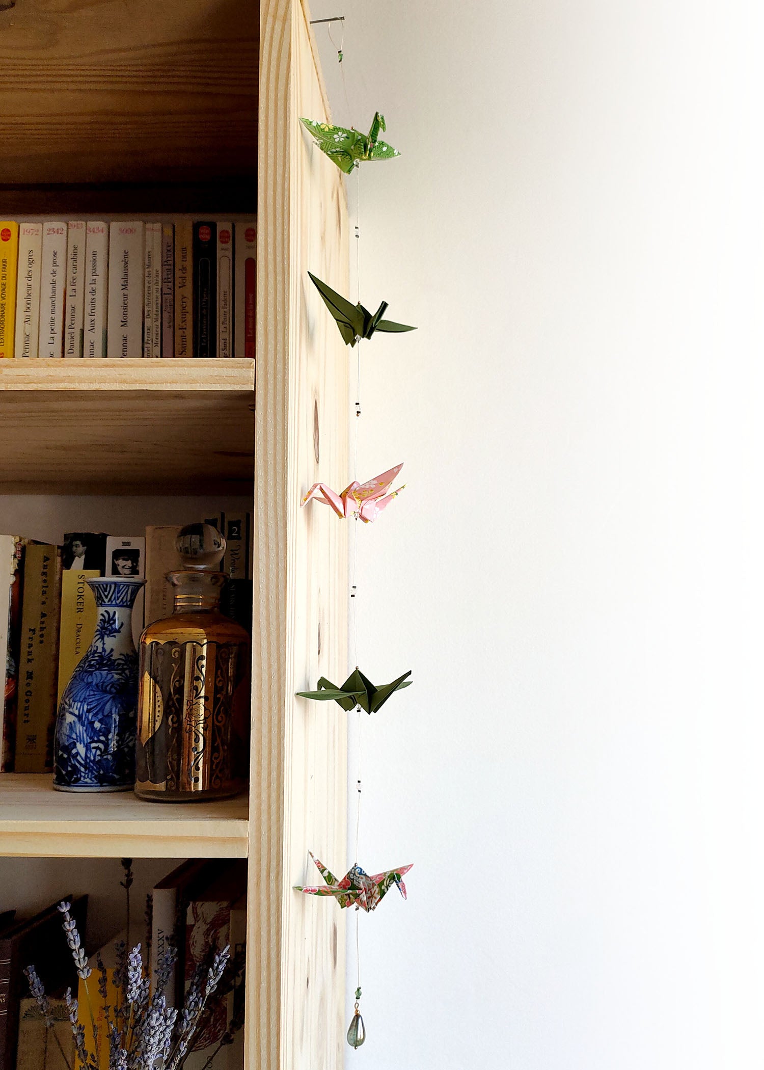 Guirlande verticale en origami rose et verte - Misaki   Guirlande Mercy&rsquo;s Fancy